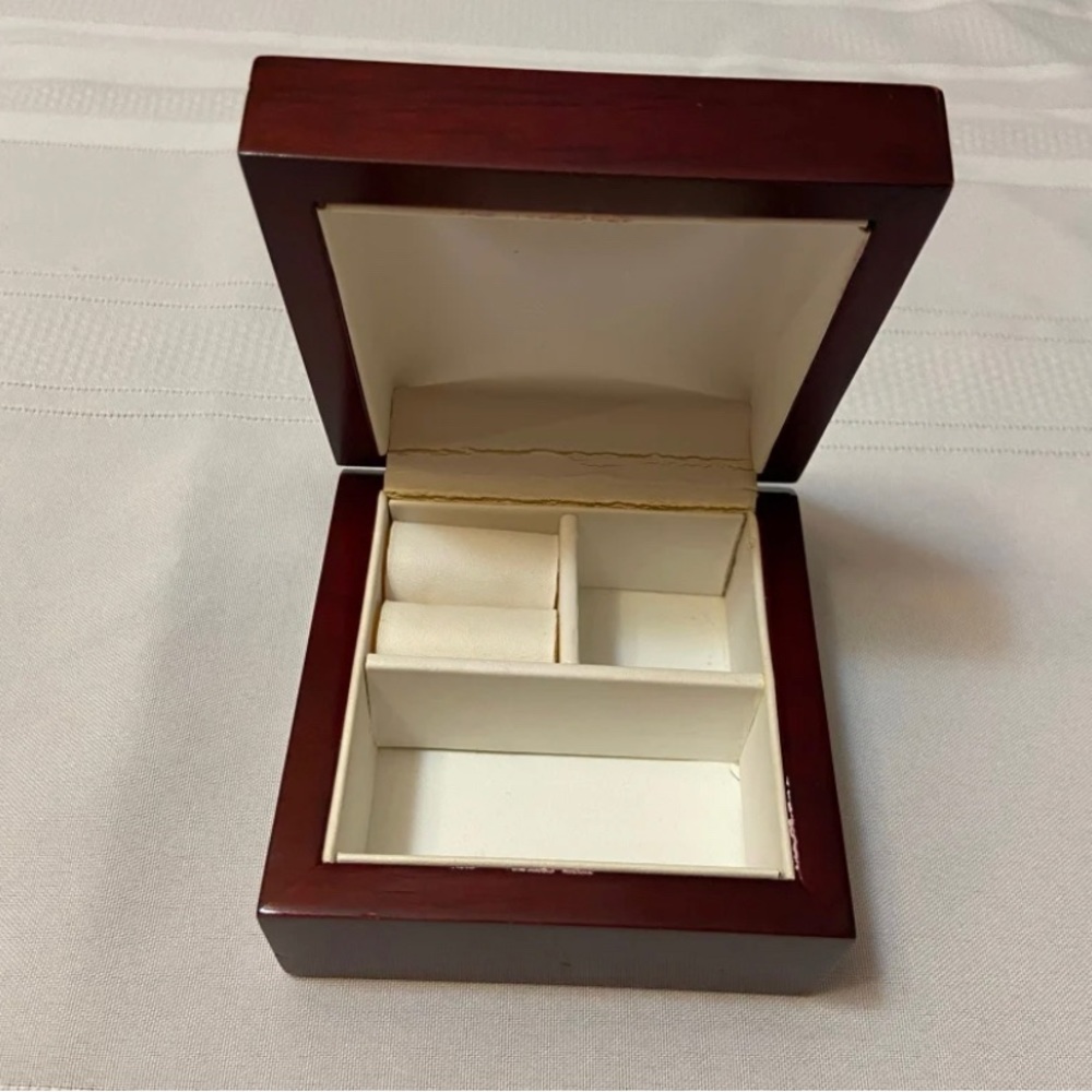 Travel Size Wooden Jewelry Box with Piano Hinges- EUC